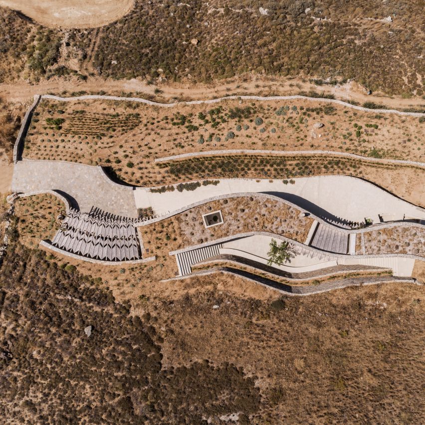 Aerial view of Xerolithi house by Sinas Architects