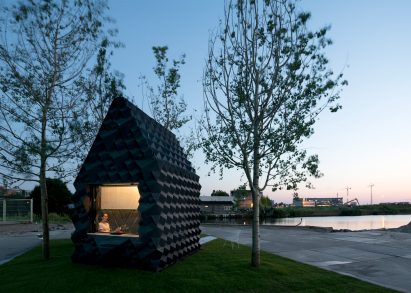 The home has a black filament exterior