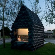 The structure has a geometric exterior