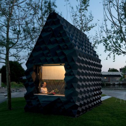 The structure has a geometric exterior