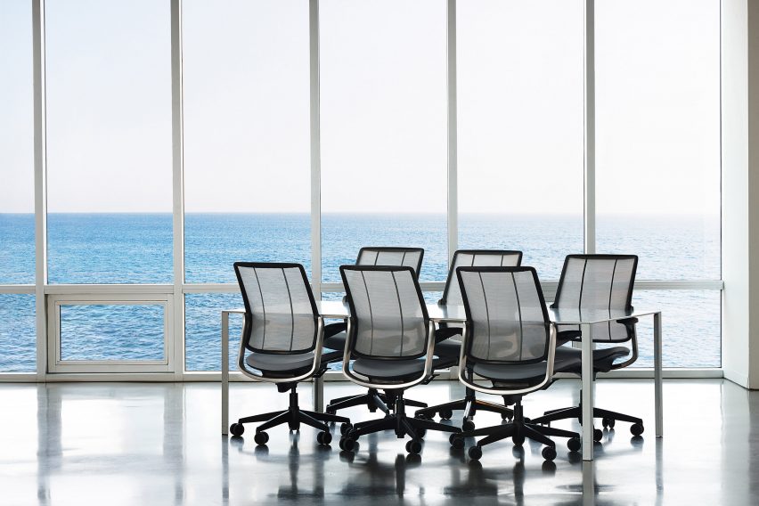 An ergonomic chair made from fishing net