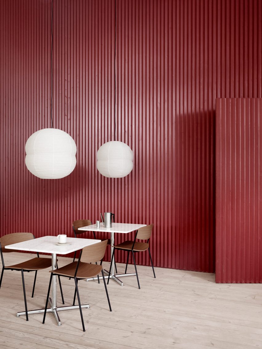 Lynderup chair with black legs at stylish restaurant