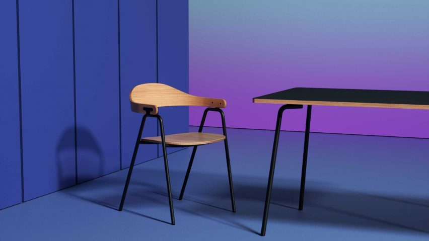 Otto chair by Alejandro Villareal for Hayche in oak and black