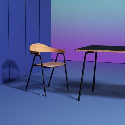 Otto chair by Alejandro Villareal for Hayche in oak and black