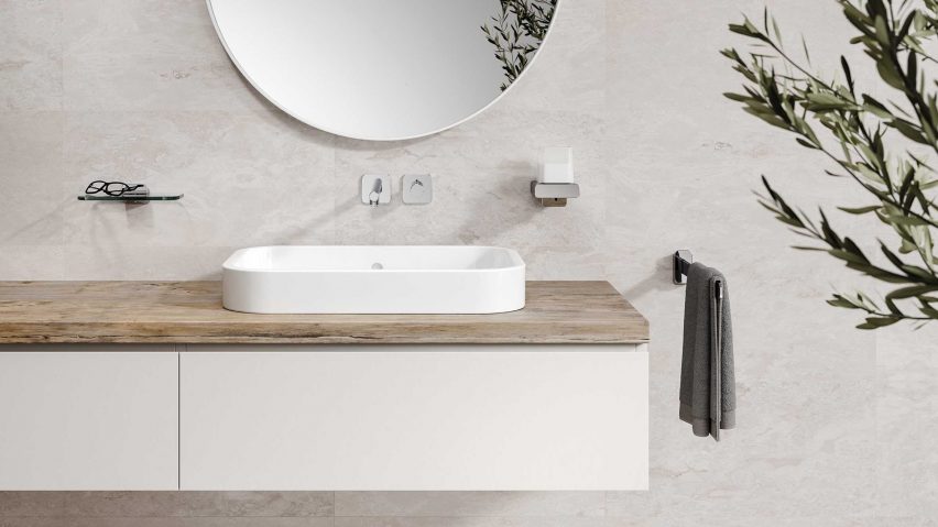 Bathroom with Geesa Shift accessories in chrome