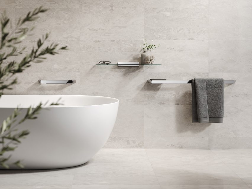 Luxurious bathroom with chrome towel rails