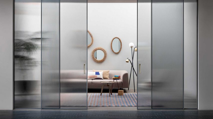 Shoin sliding doors across a contemporary living room