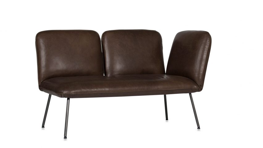 Shuffle sofa in brown leather