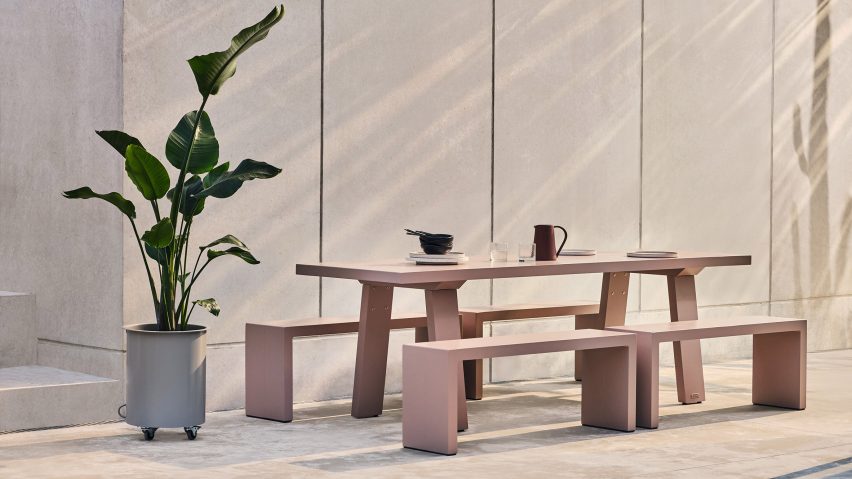 Trestle outdoor table by Jennifer Newman Studio