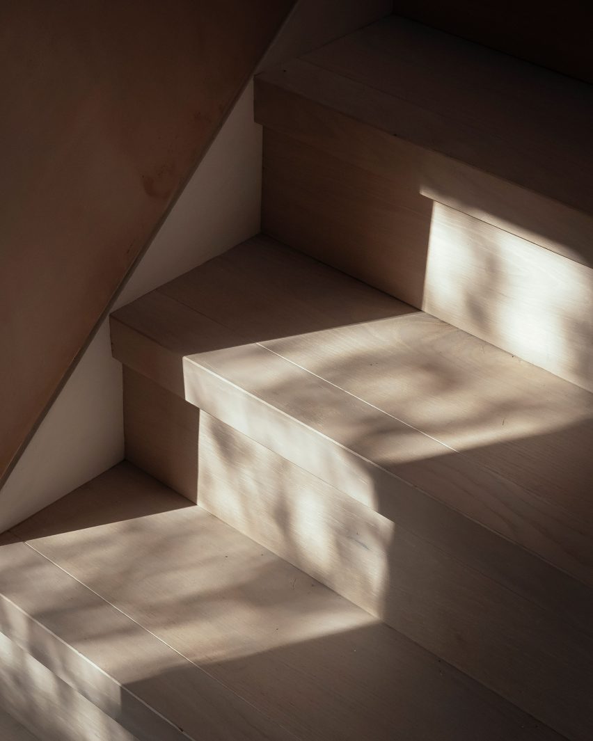 White-washed oak floorboards on a staircase