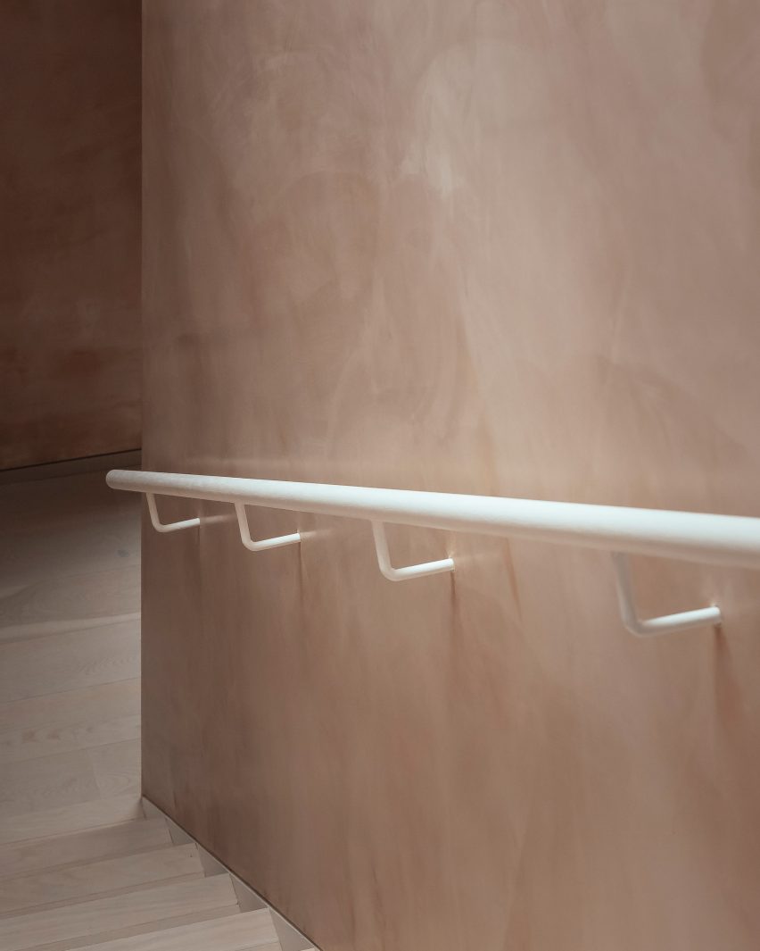 White handrail on a staircase