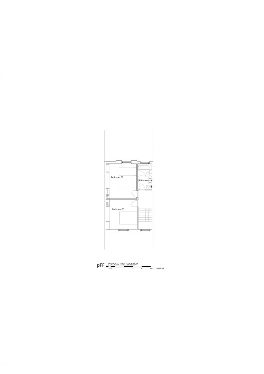 First floor plan of A Cloistered House by Turner Architects
