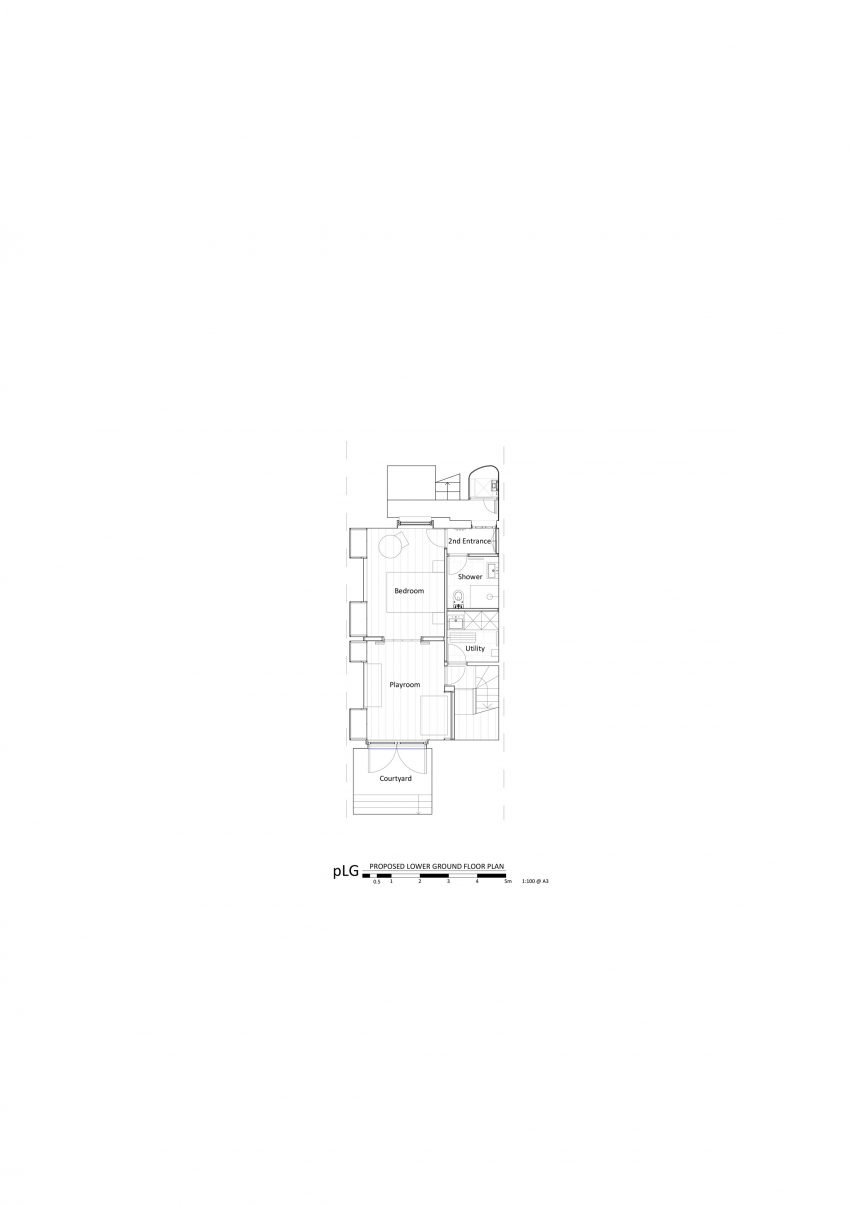 Lower floor plan of A Cloistered House by Turner Architects