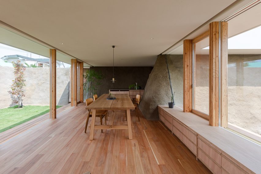 Dining room in Soil House in Minamisoma Japan