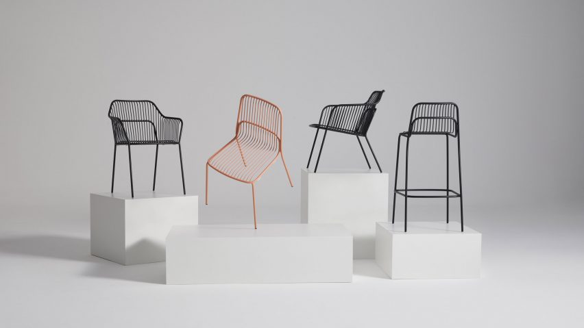 Black and orange Crop outdoor chairs by Benjamin Hubert for Allermuir