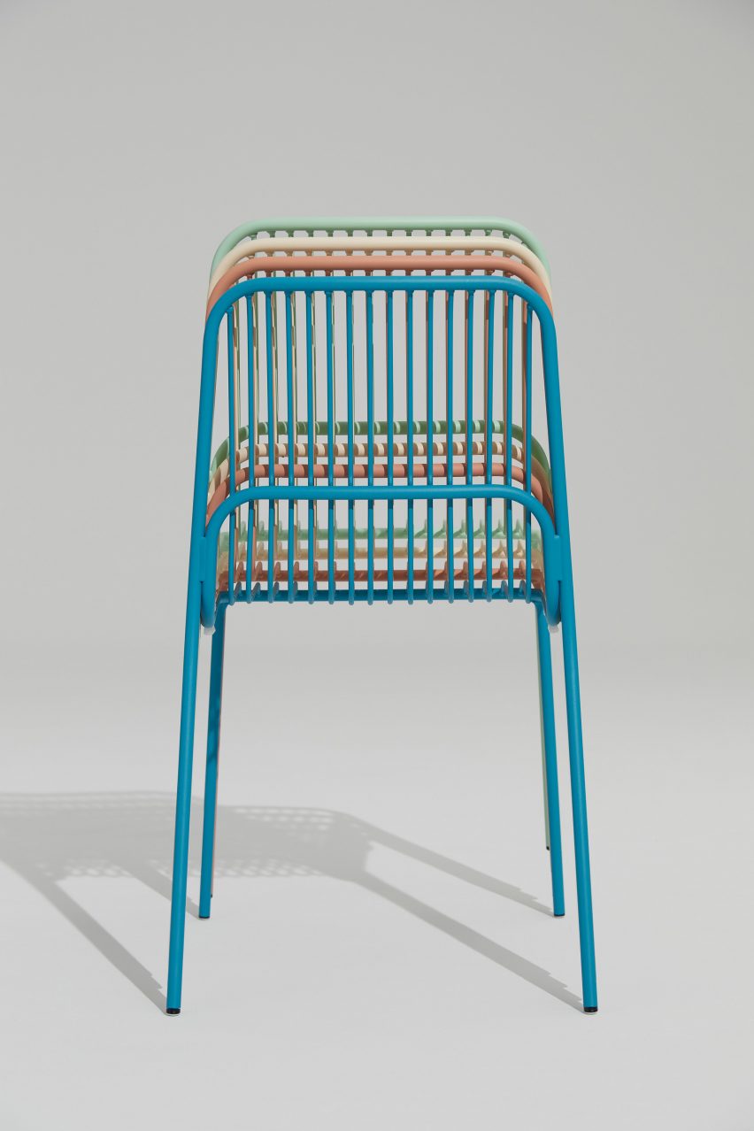 Stacked Crop outdoor chairs by Benjamin Hubert
