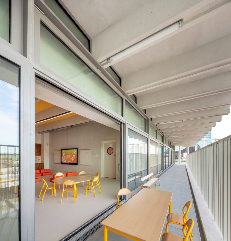Classrooms are adjoined to terraces