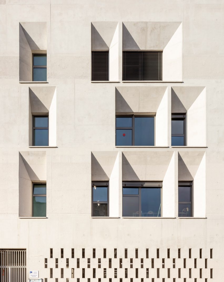 Window alcoves have a skewed design