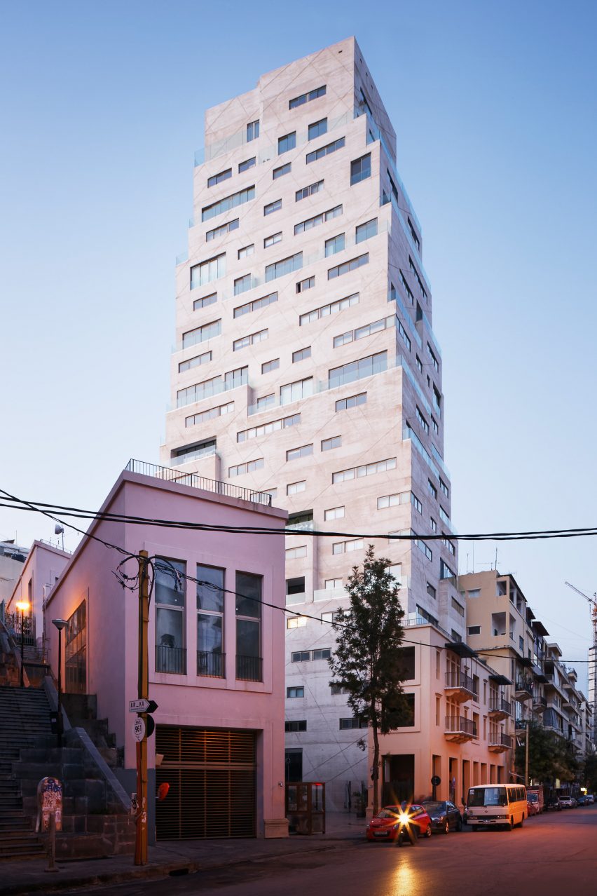 Facade of Aya Tower in Beirut by SOA Architectes