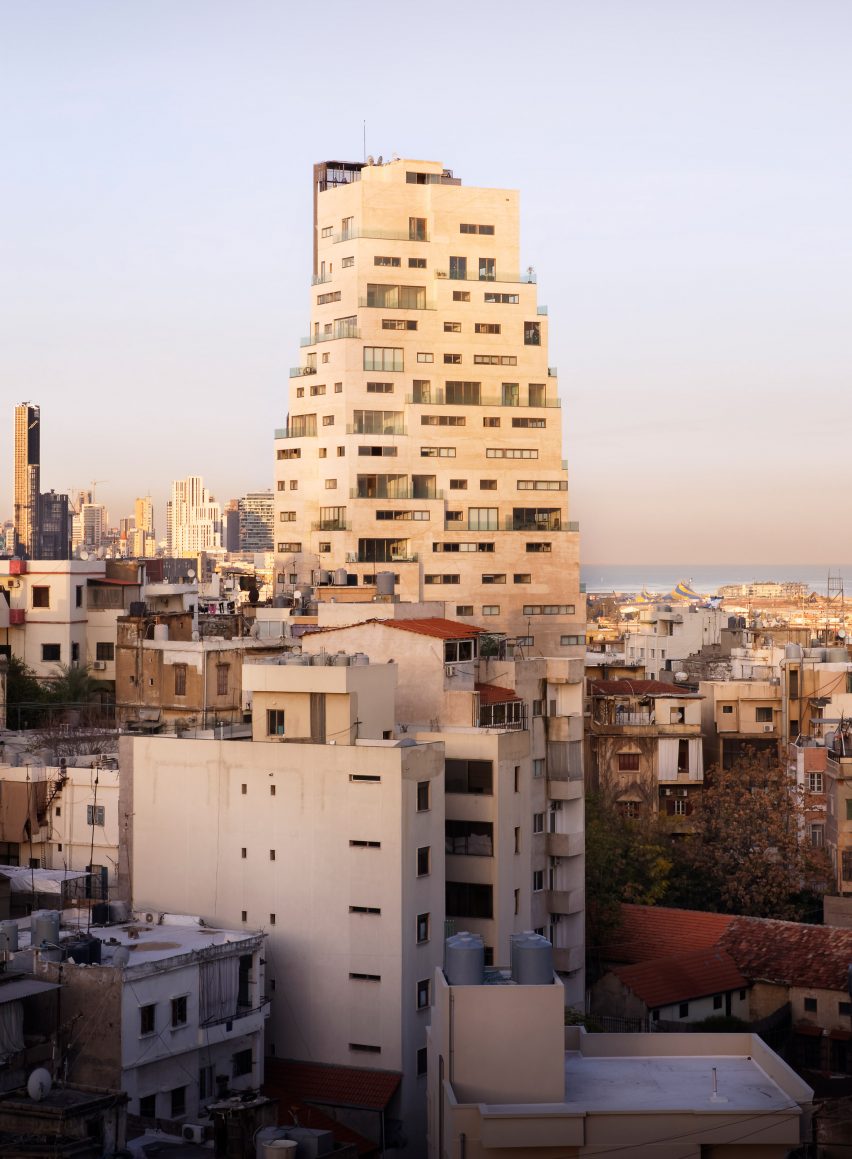 Aerial view of Aya Tower in Beirut by SOA Architectes