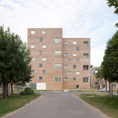 The towers are composed of conjoined blocks