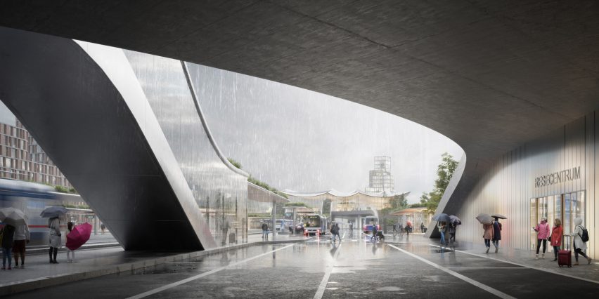 Vasteras Travel Center render by BIG
