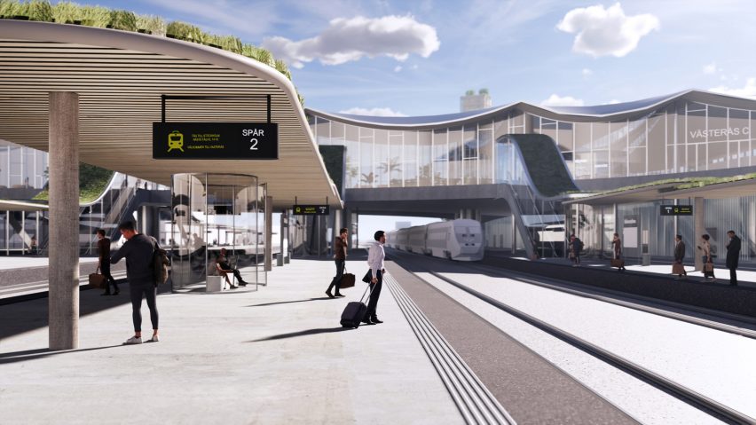 Render of Vasteras Travel Center by BIG