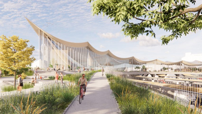 Render of Vasteras Travel Center by BIG
