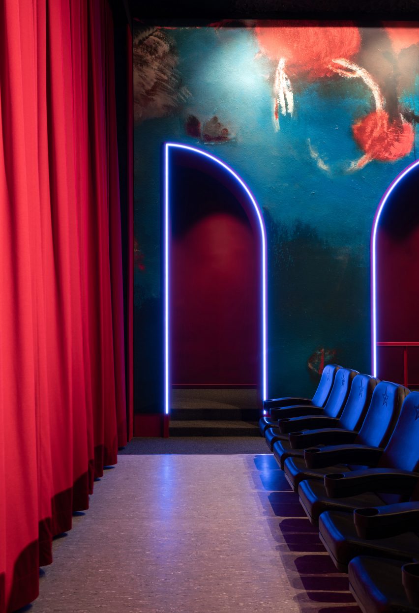 Neon lights trace door opening