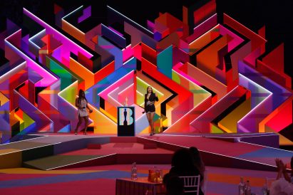 Wide view of Es Devlin's set design for Brit Awards 2021