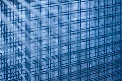 Detail shot of the gridded mesh