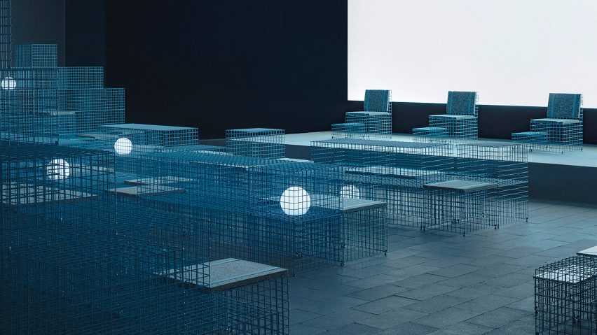 The installation was painted blue