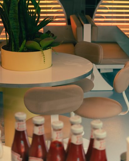Bar tables were fitted with planters at PNY Citadium
