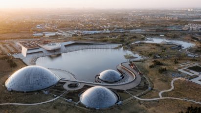 There are three domed greenhouses at the botanical gardens