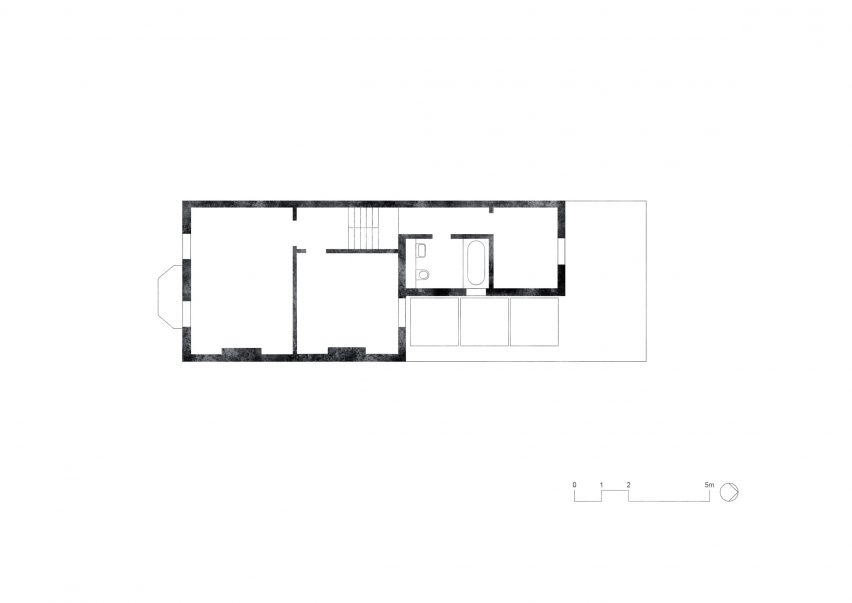 First floor plan of Concrete Plinth House