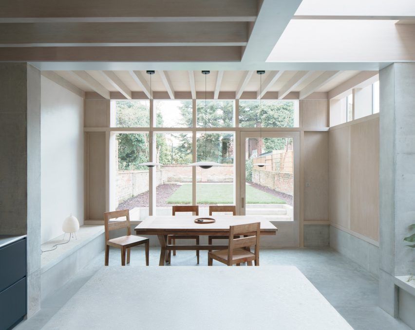 The kitchen looks out to the garden