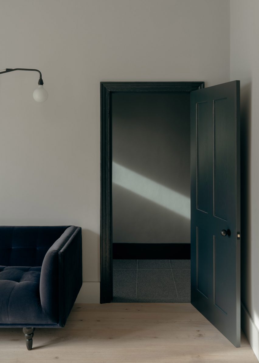 Doors have a dark grey finish