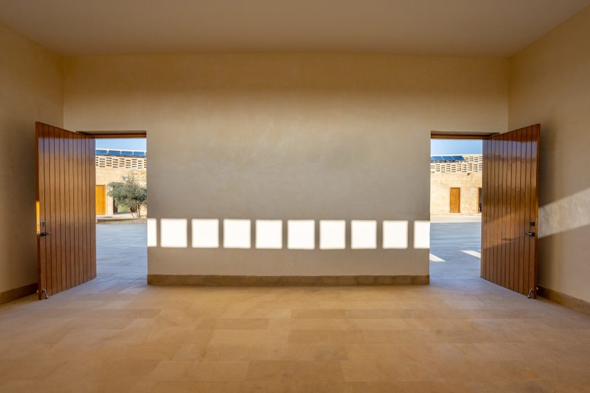 Light enters the building through openings in the walls
