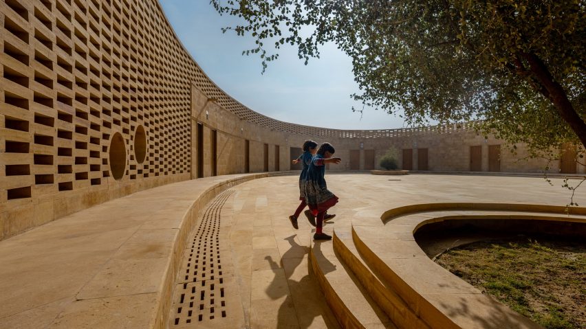 A school in India built from sandstone