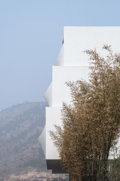 Terrace walls at the Sky Yards Hotel have a curved form