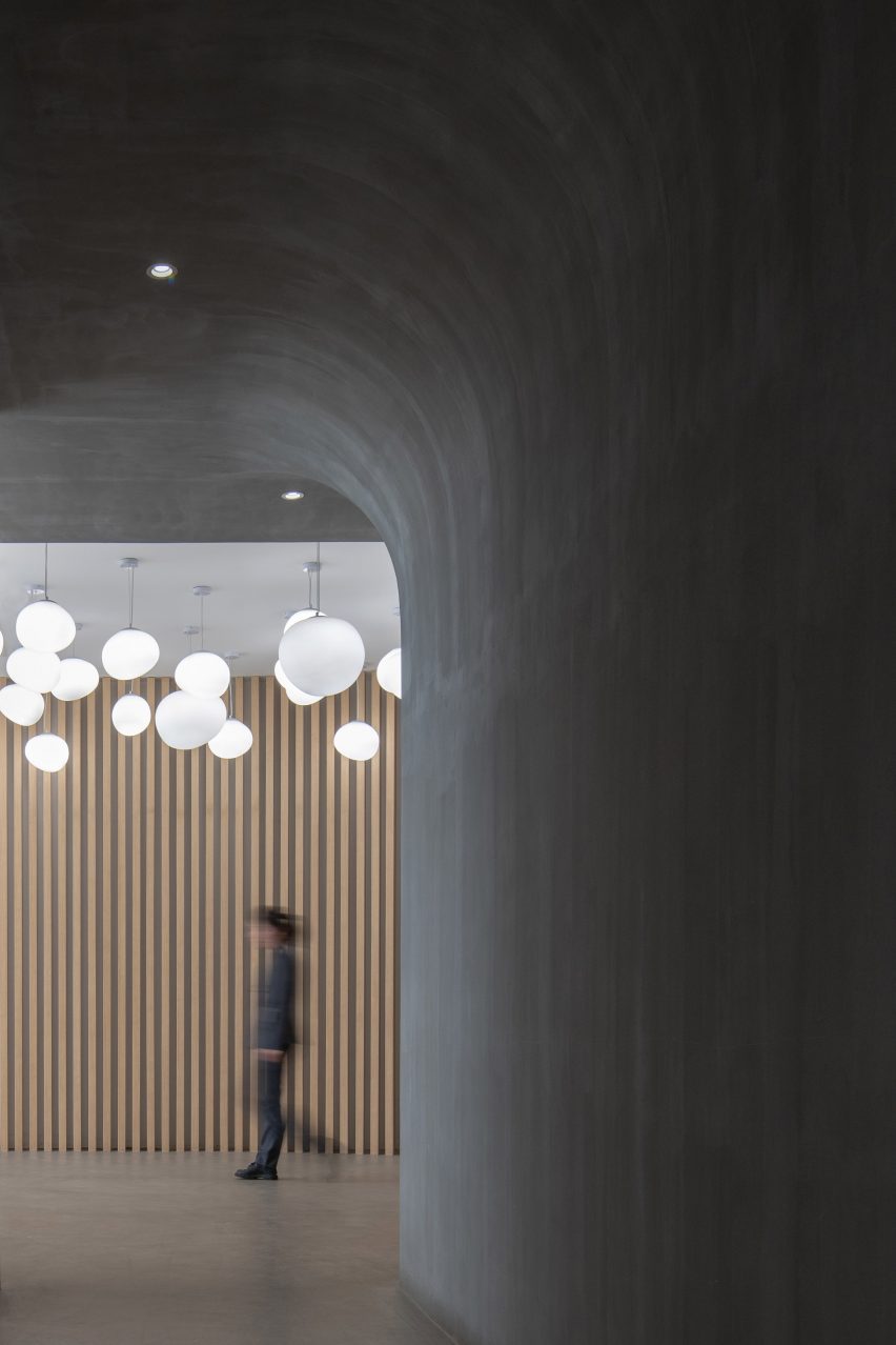 Pendant lighting was used in shared spaces