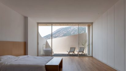 Bedrooms at the Sky Yards Hotel have wooden floors