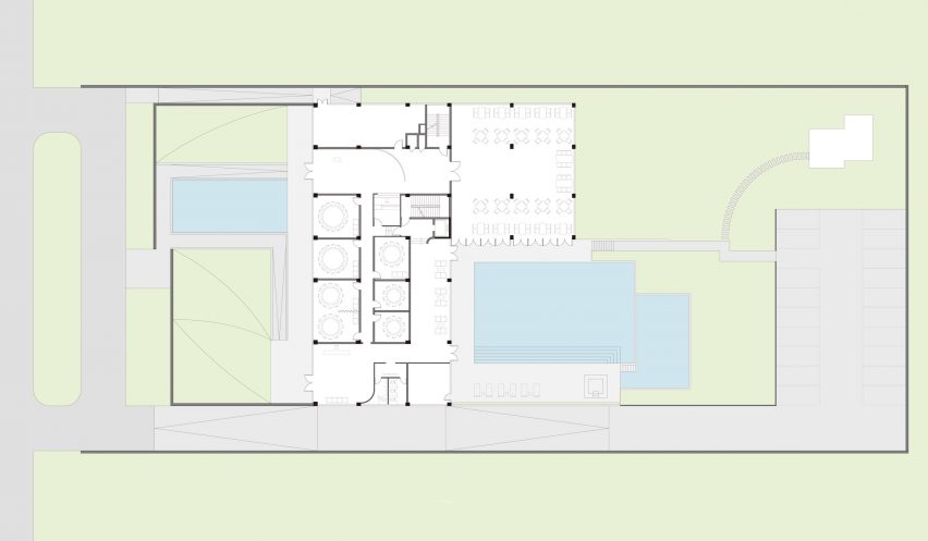 Ground floor plan of the hotel
