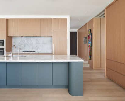 An island features in the kitchen