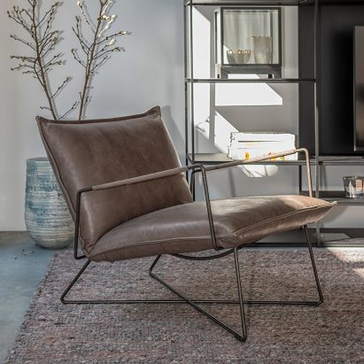 Steel-framed lounge chair