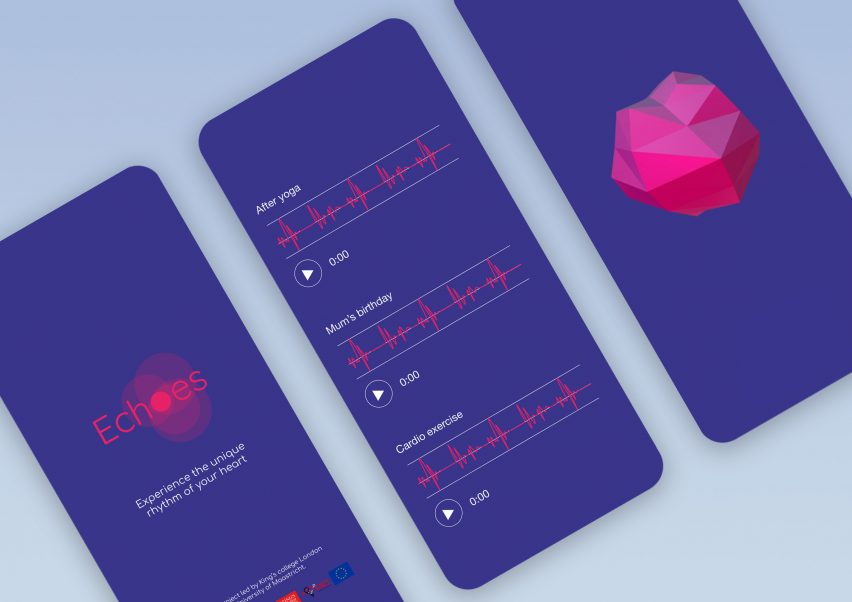 Echoes app interface showing heart data