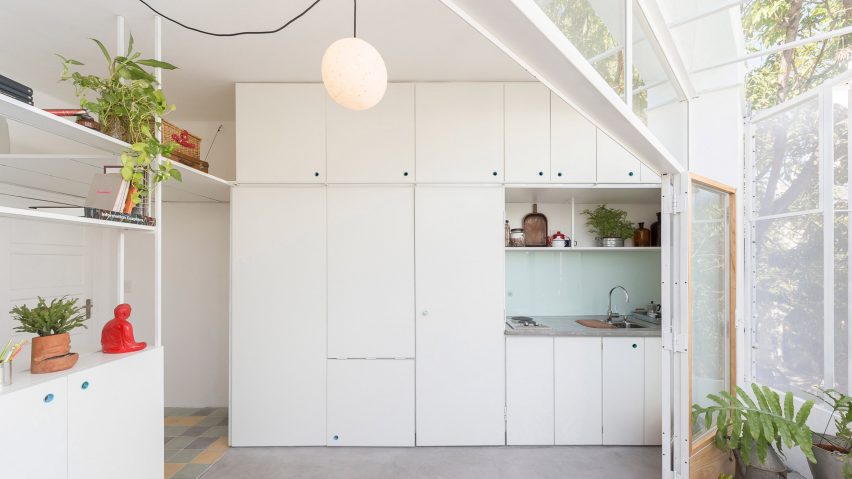Kitchen with white cabinets in Argentina