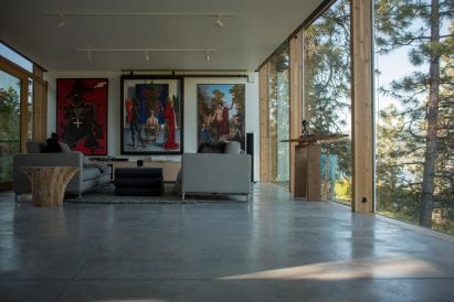 The gallery's walls are adorned with artwork