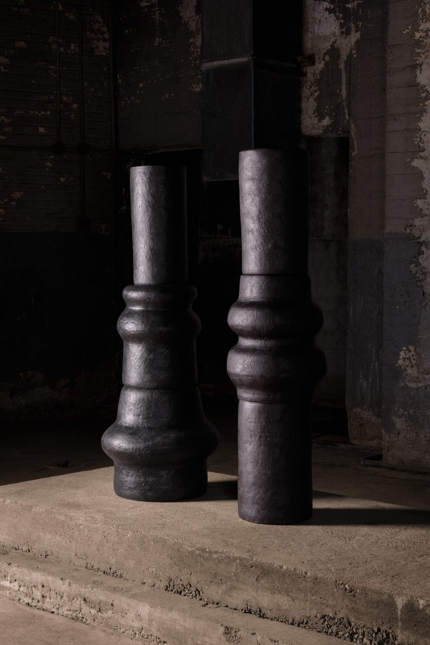 Totem clay sculptures