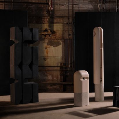 Monolithic stone cabinets in Montreal exhibition